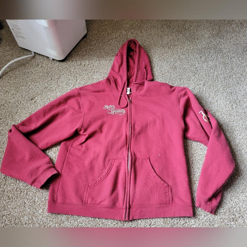 Harley-Davidson Maroon Womens Zip Up Hoodie